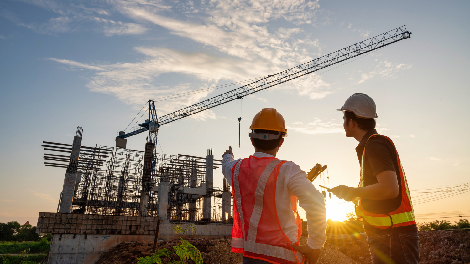 Civil engineers inspecting a construction site