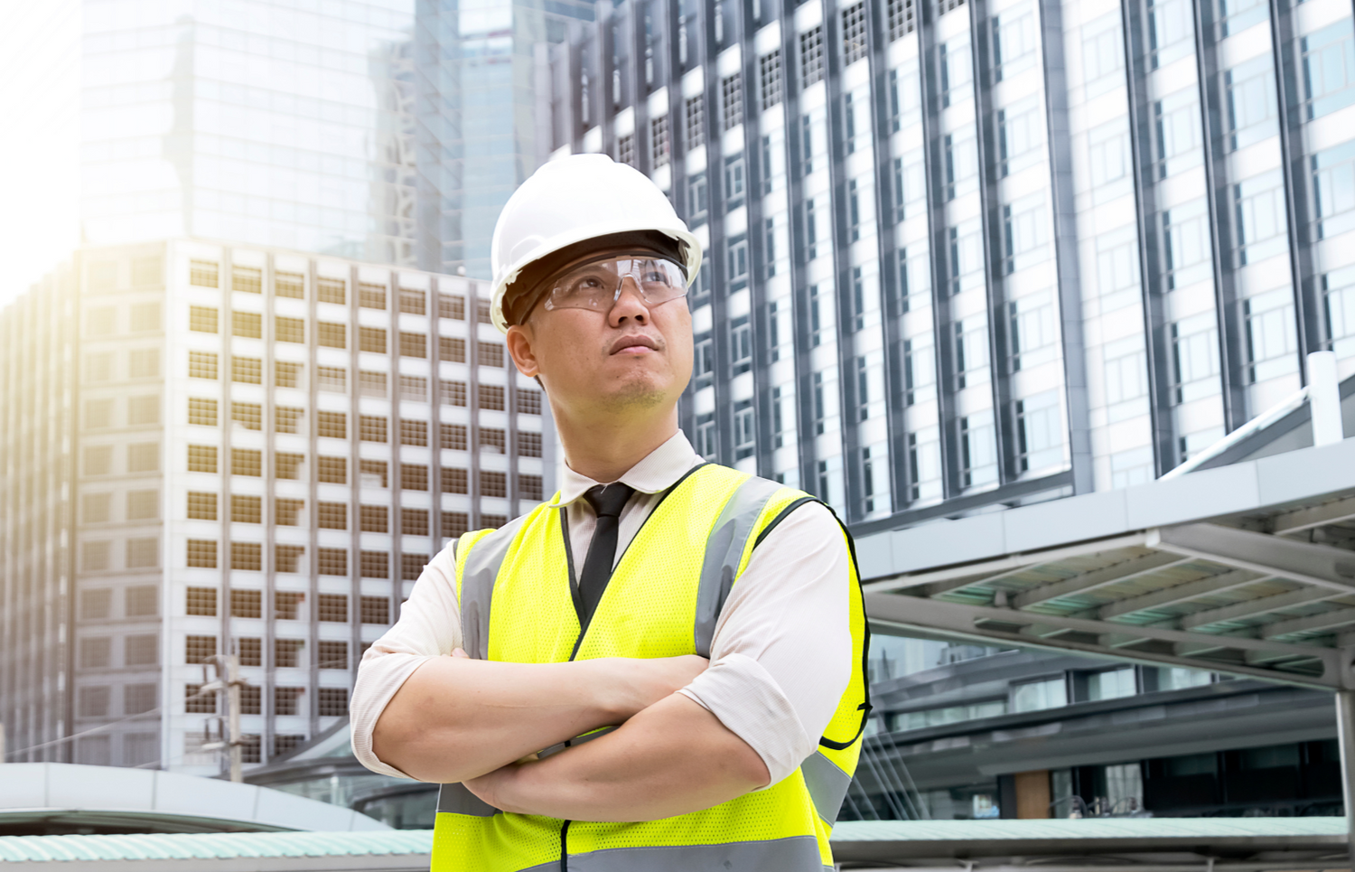 Construction project manager at a commercial building site
