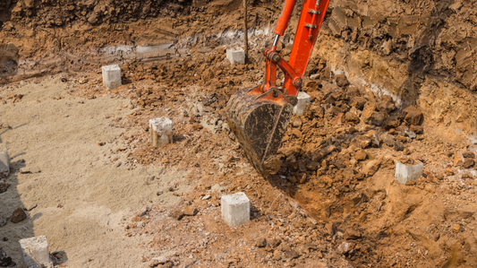 Pile foundation excavation with concrete piles
