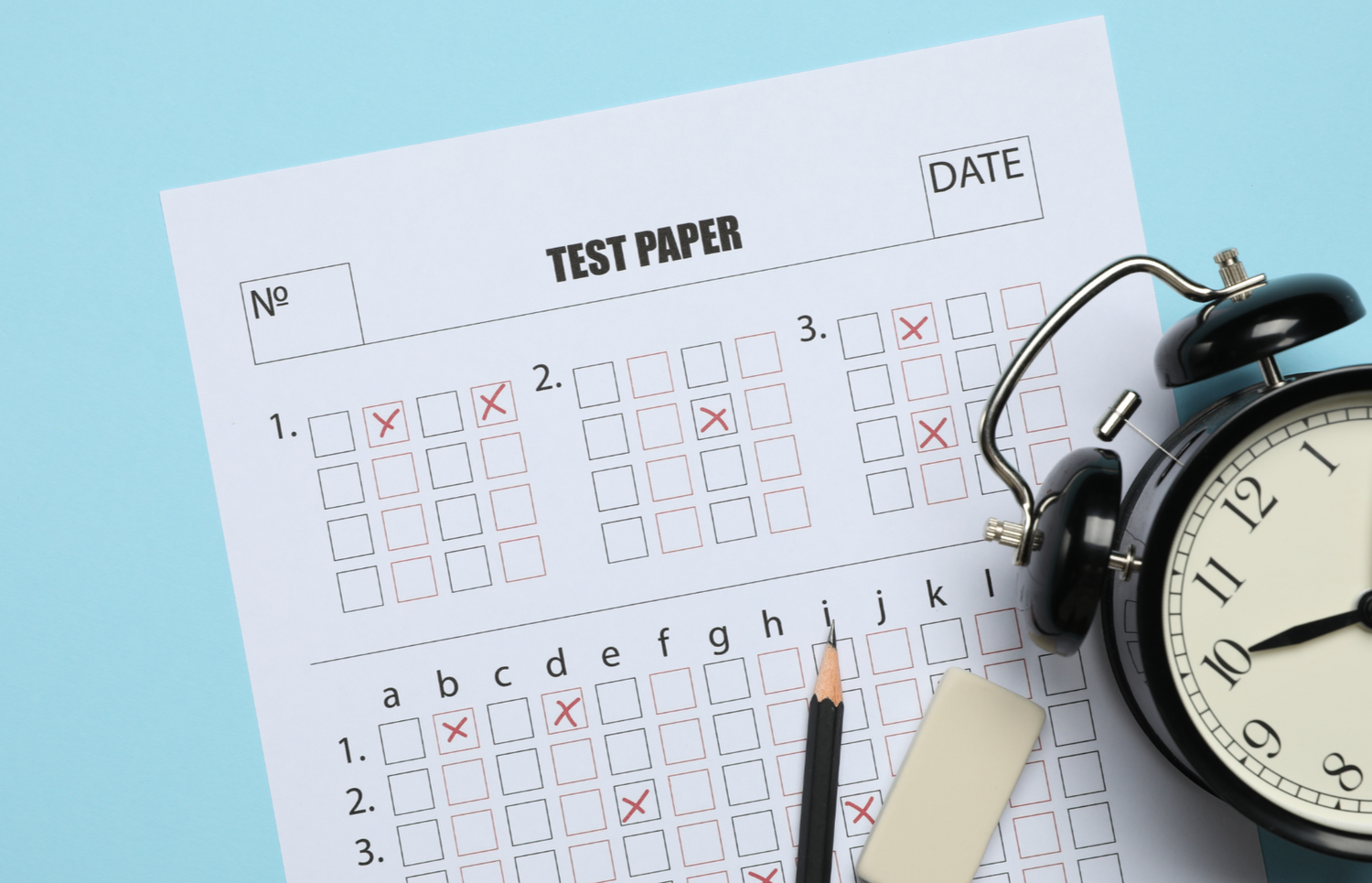 Test paper and clock for FE exam