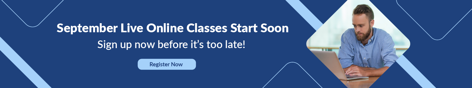 September Live Online Classes Starting Soon (no ERD) Banner